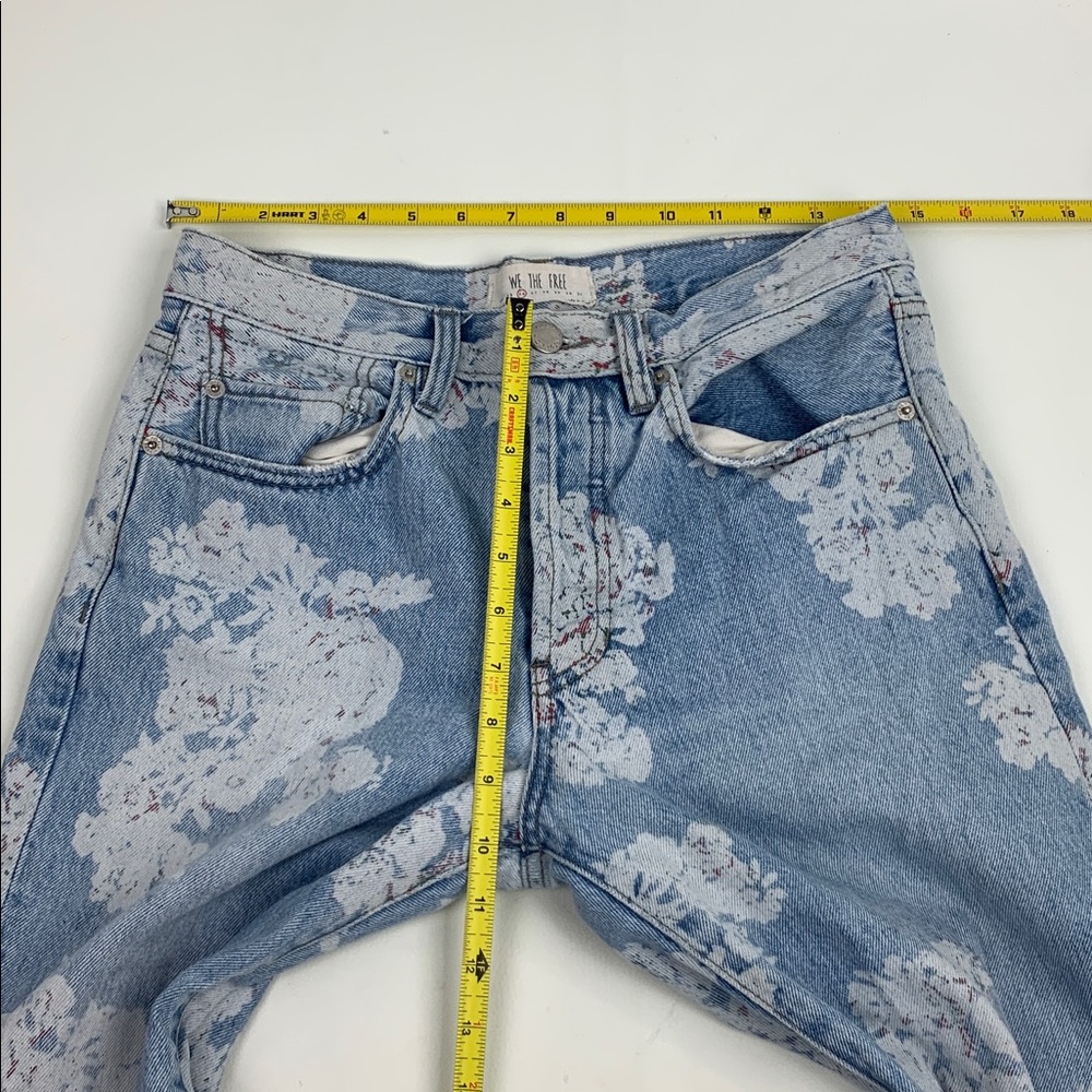 We The Free FP Blue Floral Jeans Size 26 Cotton Straight Leg light Wash denim - Picture 10 of 16